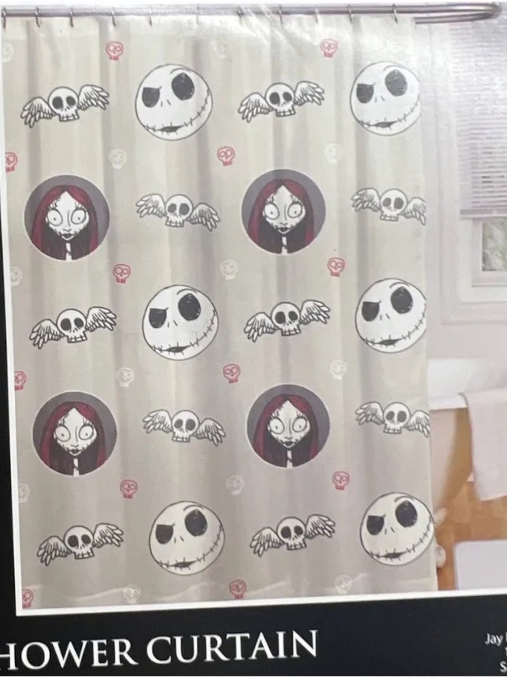 Disney Nightmare Before Christmas Fabric Shower Curtain Jack Skellington Sally